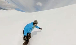 Giresun yaylalarında nisan ayında snowboard keyfi