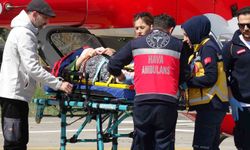 5 metre yükseklikten düşen kadının imdadına ambulans helikopter yetişti