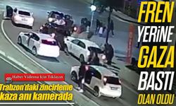 Trabzon’daki Zincirleme Kaza Anı Kamerada; Fren Yerine Gaza Bastı Olan Oldu