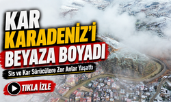Bayburt’ta Yağmur Kara Döndü, Dağlar Beyaz Örtüyle Kaplandı