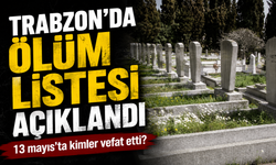 Trabzon'da yürek burkan liste; Trabzon'da 13 Mayıs'ta Kimler Hayata Veda Etti?