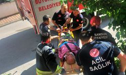 Üzüm yaprağı toplarken sundurmanın üzerine düşen kişiyi itfaiye kurtardı