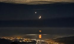 Rize semalarında ay yıldızlı eşsiz görüntü