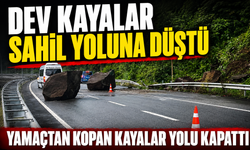 Rize’de Dev Kayalar Karadeniz Sahil Yolu’na Düştü