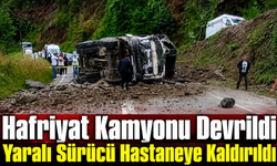 Tonya’da Hafriyat Kamyonu Devrildi: Sürücü Yaralandı