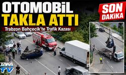Trabzon Bahçecik’te Trafik Kazası: Otomobil Takla Attı