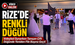 Rize’de Renkli Düğün; Voleybol Oynarken Tanışan Çift Düğünde Yeniden File Başına Geçti