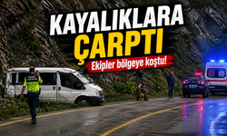 Trabzon Tonya’da trafik kazası: Direksiyon hakimiyetini kaybeden minibüs kayalıklara çarptı