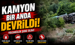 Akçaabat’ta Korkutan Kaza: Belediye Çöp Kamyonu Devrildi