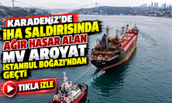 Karadeniz’de İHA Saldırısında Ağır Hasar Alan Mv Aroyat İstanbul Boğazı’ndan Geçti