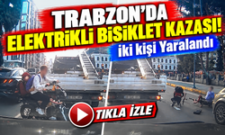 1. Trabzon'da Elektrikli Bisikletle Korkutan Kaza; İki Çocuğun Minibüse Çarptığı Anlar Kamerada