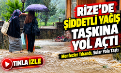 Rize Pazar’da Sağanak Sonrası Menfezler Tıkandı, Sular Yola Taştı