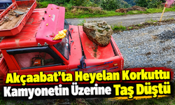 Akçaabat’ta Heyelan Korkuttu: Kamyonetin Üzerine Taş Düştü