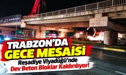 Reşadiye Viyadüğü'nde Dev Beton Bloklar Kaldırılıyor! Trabzon'da Gece Mesaisi