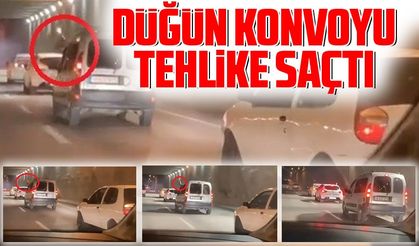 Düğün konvoyu tehlike saçtı