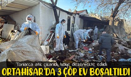 Ortahisar’da 3 çöp ev boşaltıldı: Tonlarca atık çıkarıldı, bölge dezenfekte edildi
