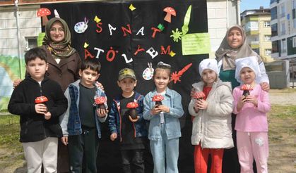 Ordu'da minik eller boyama ve ebru sanatıyla buluştu