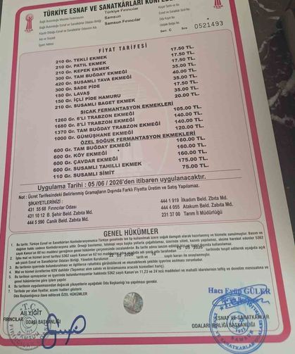 Samsun'da ekmek 17,5 TL oldu
