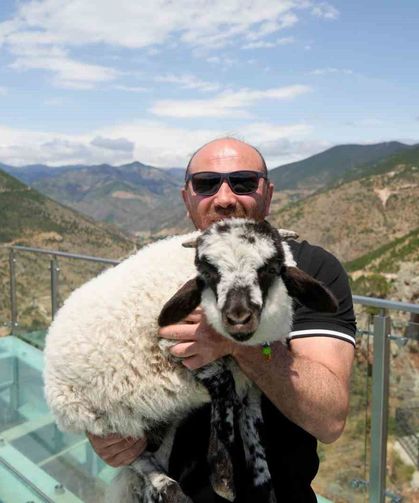 Gümüşhane'de cam seyir terasının sevimli ziyaretçisi