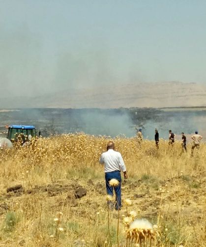 Mardin'de anız yangınına havadan ve karadan müdahale ediliyor