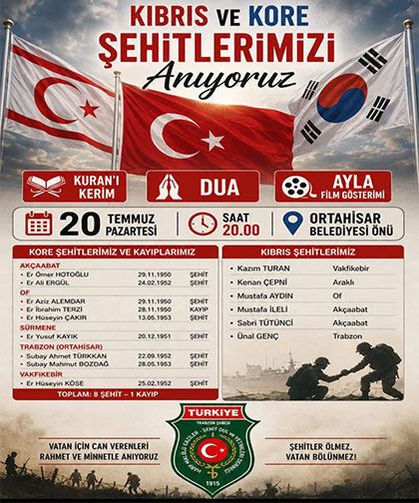 Trabzon’da Kıbrıs ve Kore Şehitleri İçin Anma Programı
