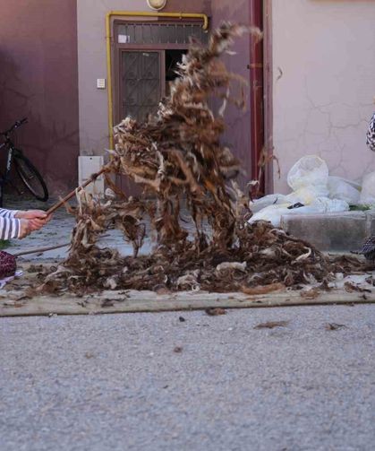 Bayburt'ta kadınların geleneksel yün mesaisi