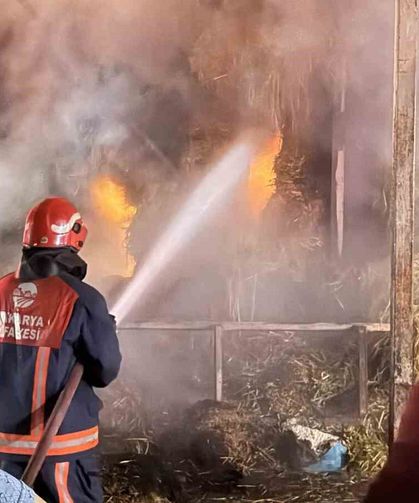 Samanlık alev alev yandı, 4 kişi dumandan etkilendi
