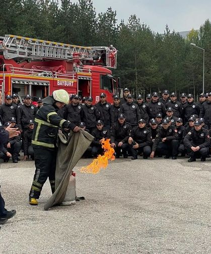 Bayburt POMEM'de yangın tatbikatı yapıldı