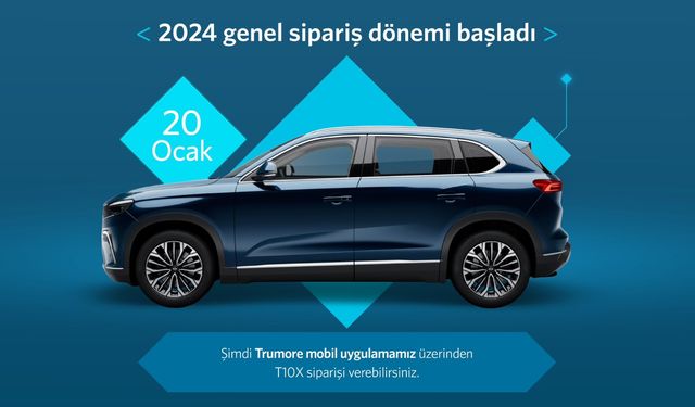 Türkiye'nin yerli ve milli otomobili Togg'un T10X modeli için 2024 yılı genel sipariş dönemi başladı