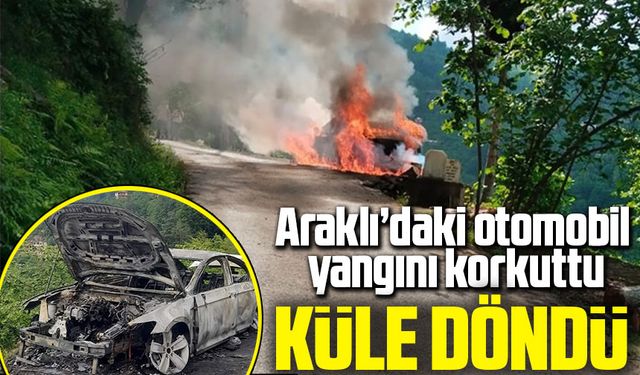 Trabzon Araklı'da Lüks Otomobil Yangında Kül Oldu
