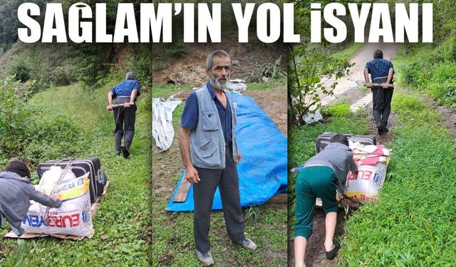 Trabzon’da 70 Yaşındaki Salih Amca'nın Yol İsyanı: "Valizlerimizi Kızakla Çekiyoruz"