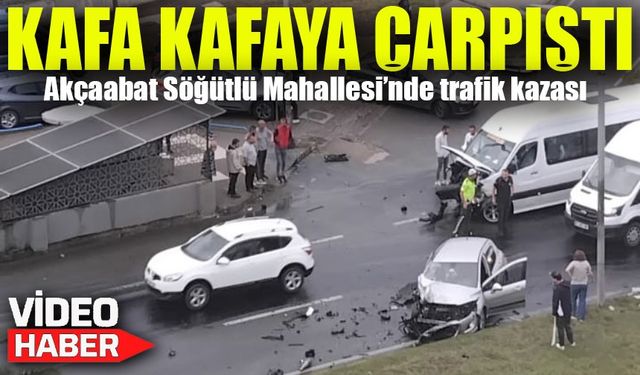 Akçaabat Söğütlü Mahallesi’nde Trafik Kazası: Minibüs ve Taksi Kafa Kafaya Çarpıştı!