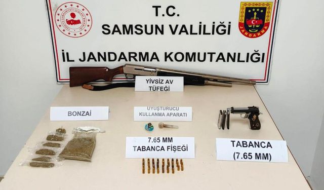 Samsun'da Jandarmadan Uyuşturucu Operasyonu! Silah ve Bonzai Ele Geçirildi