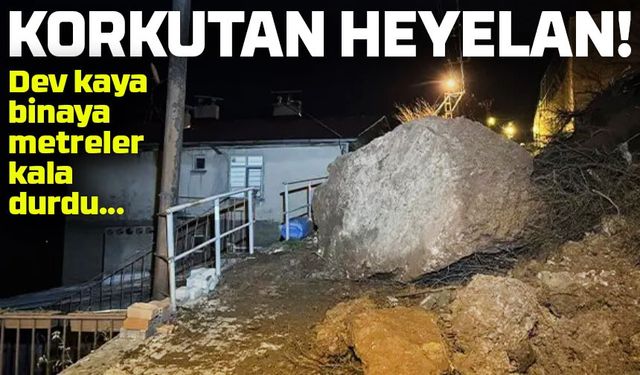 Artvin’de Korkutan Heyelan! Dev Kaya Binaya Metreler Kala Durdu