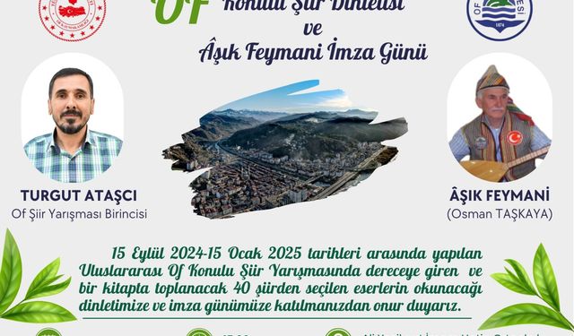 Of’ta Şiirle Dolu Bir Gün: 40 Seçkin Şiir Seslendirilecek
