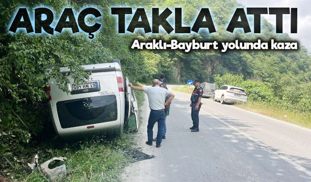 Araklı-Bayburt yolunda kaza: Hafif ticari araç takla attı, 2 kişi yaralandı