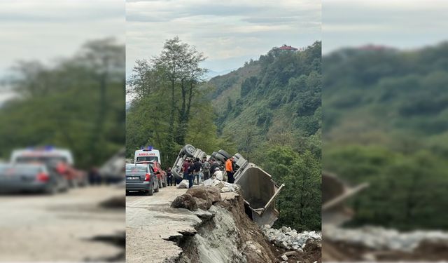 Trabzon’un Araklı İlçesinde Afet Duvarı İnşaatında Kamyon Kazası: 1 Yaralı