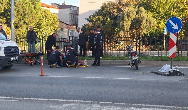 Bafra'da devrilen motosikletin sürücüsü yaralandı