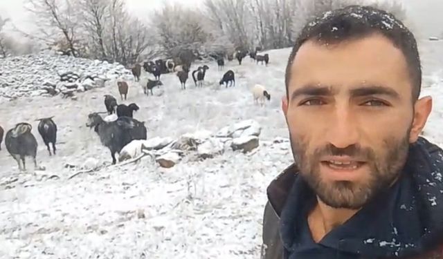 Tokat’ta çoban karlar altında türkü söyledi