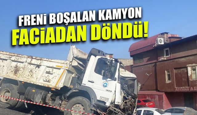 Freni Boşalan Kamyon Faciadan Döndü! 10 Metreden Düştü