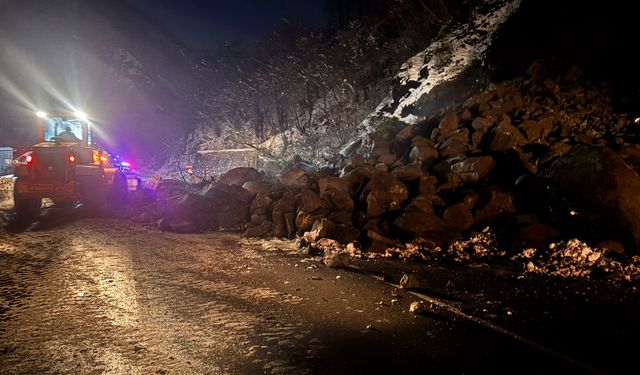 Heyelan nedeniyle kapanan Artvin-Hopa kara yolu ulaşıma açıldı