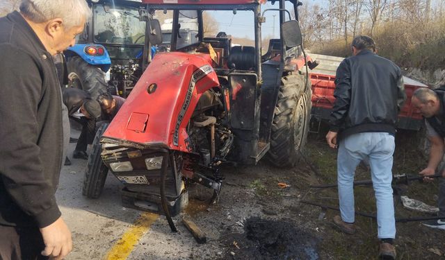 Samsun'da devrilen traktörün sürücüsü yaralandı