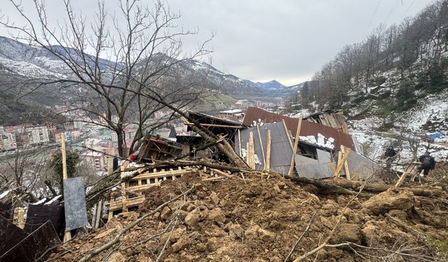 Artvin'de heyelanda ev ve ahır yıkıldı