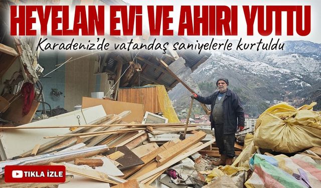 İneklerine Ot Vermek İçin Gittiği Ahırda Heyelandan Son Anda Kurtuldu