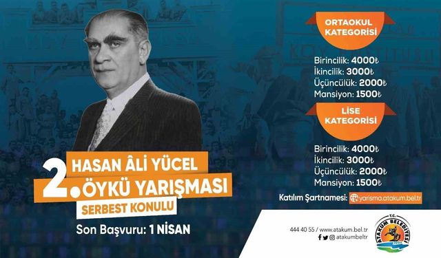 Atakum'da ikinci Hasan Ali Yücel Öykü Yarışması
