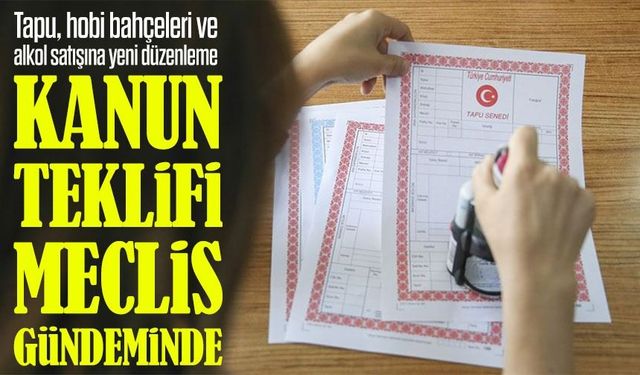 Tapu, hobi bahçeleri ve alkol satışına yeni düzenleme; Kanun Teklifi Meclis Gündeminde