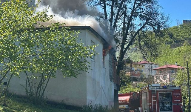 Espiye'de müstakil evde çıkan yangında hasar oluştu