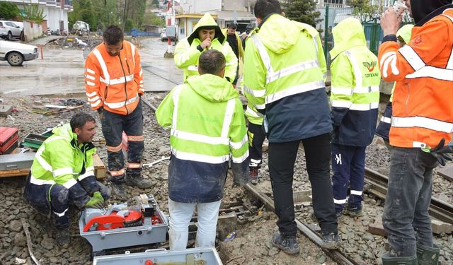 Samsun'un Havza ilçesinde selde zarar gören demir yolu onarıldı