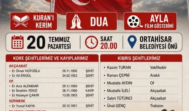 Trabzon’da Kıbrıs ve Kore Şehitleri İçin Anma Programı