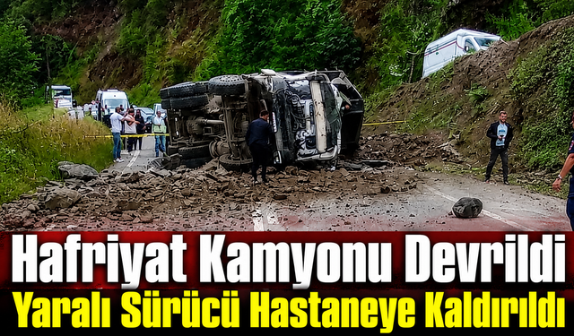 Tonya’da Hafriyat Kamyonu Devrildi: Sürücü Yaralandı